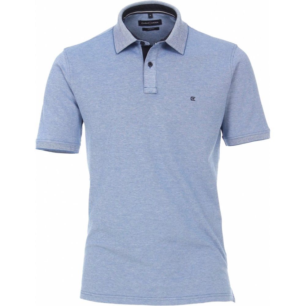 Casa Moda Mens Big Size Stretch Plain Cotton Polo With Contrast Collar