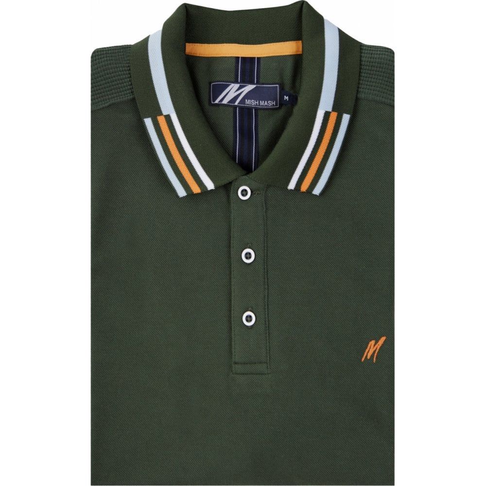 Mish Mash Mens Big Size Cotton Pique Polo With Pattern Contrast Collar And Cuff