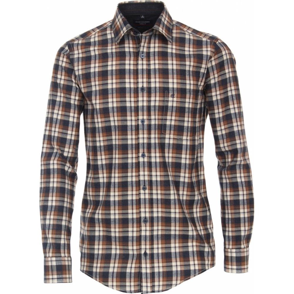Casa Moda Mens Big Size Cashmere Feel Comfort Fit Casual Check Long Sleeve Shirt