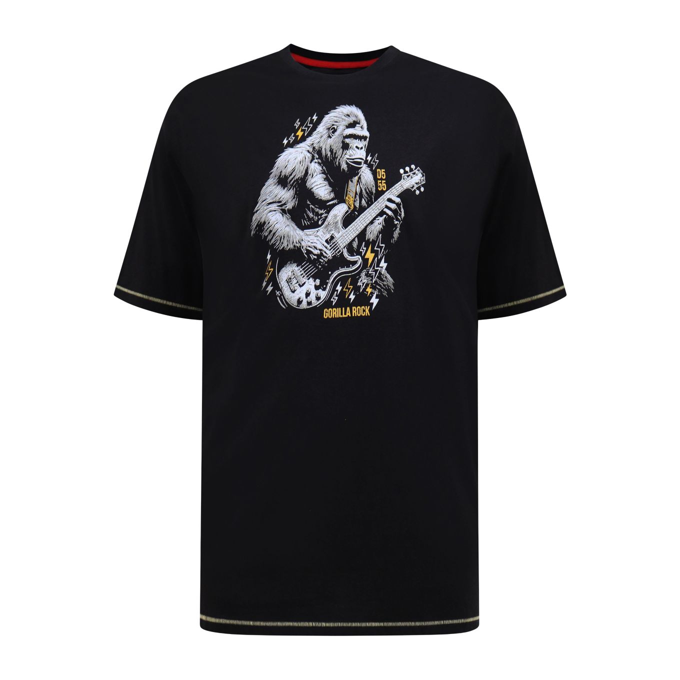 D555 Mens Big Size Gorilla Rock Print Crew Neck T Shirt