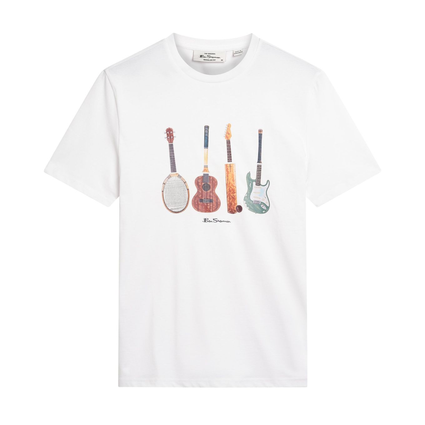 Ben Sherman Mens Big Size Guitar Print Crew Neck T Shirt