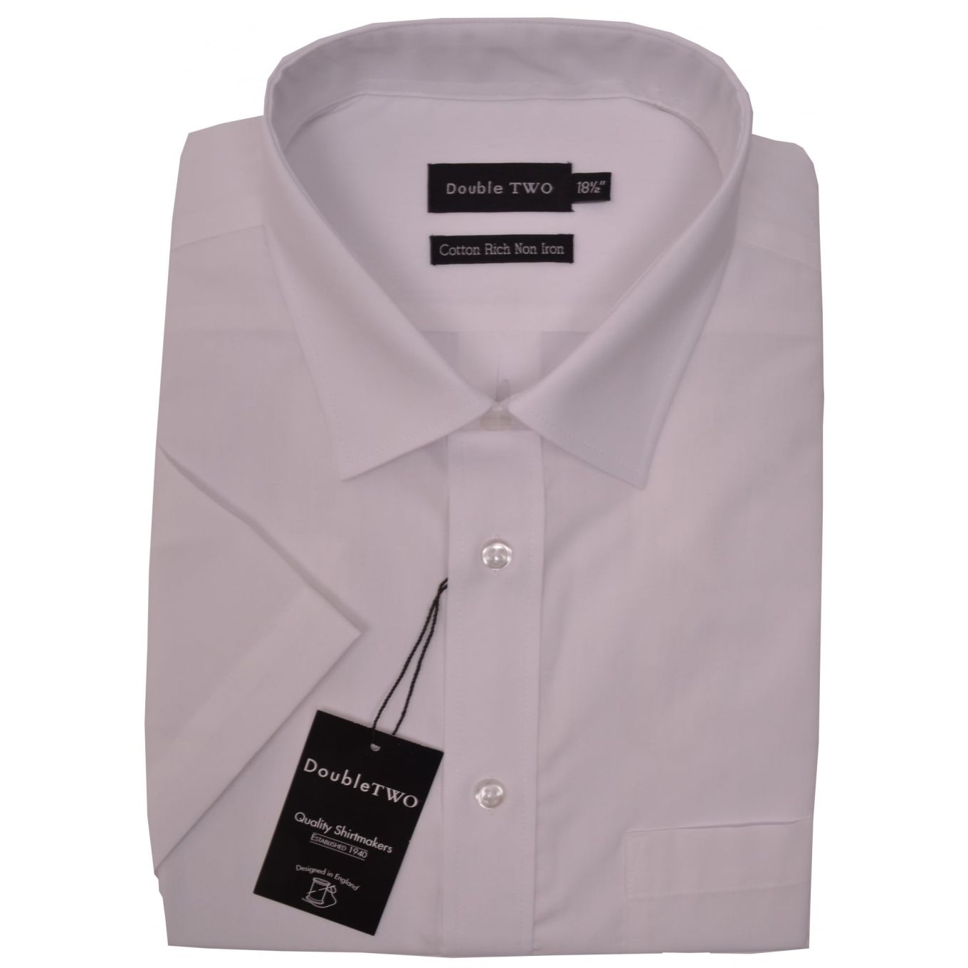 Double Two Short Sleeve Plain Formal Shirt