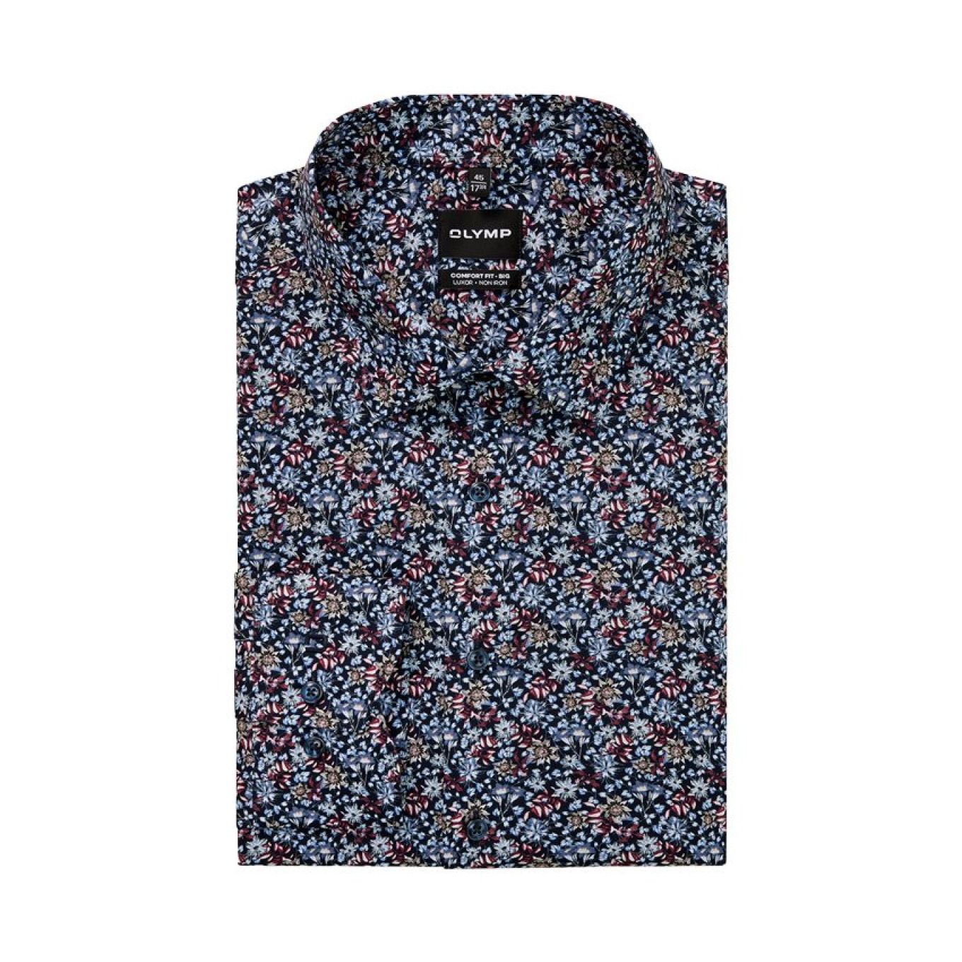 Olymp Mens Big Size Floral Print Long Sleeve Shirt