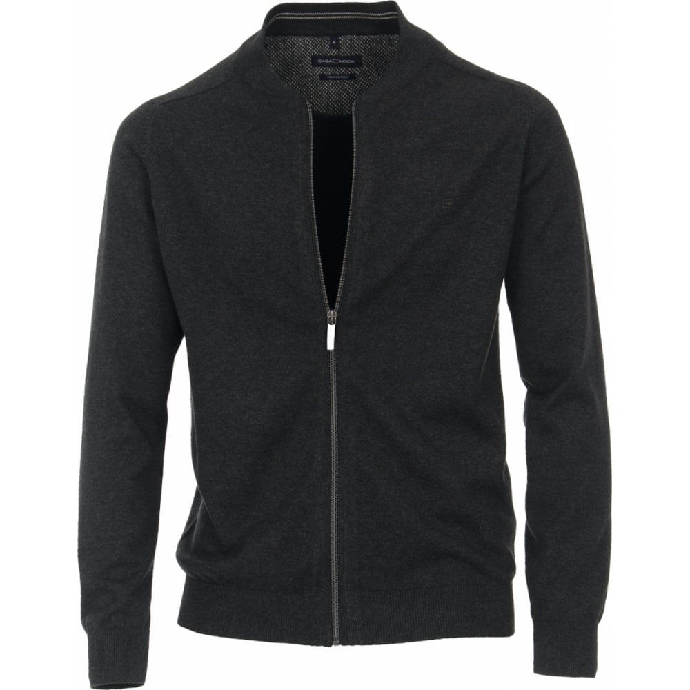 Casa Moda Mens Big Size Zip Front Cotton Cardigan