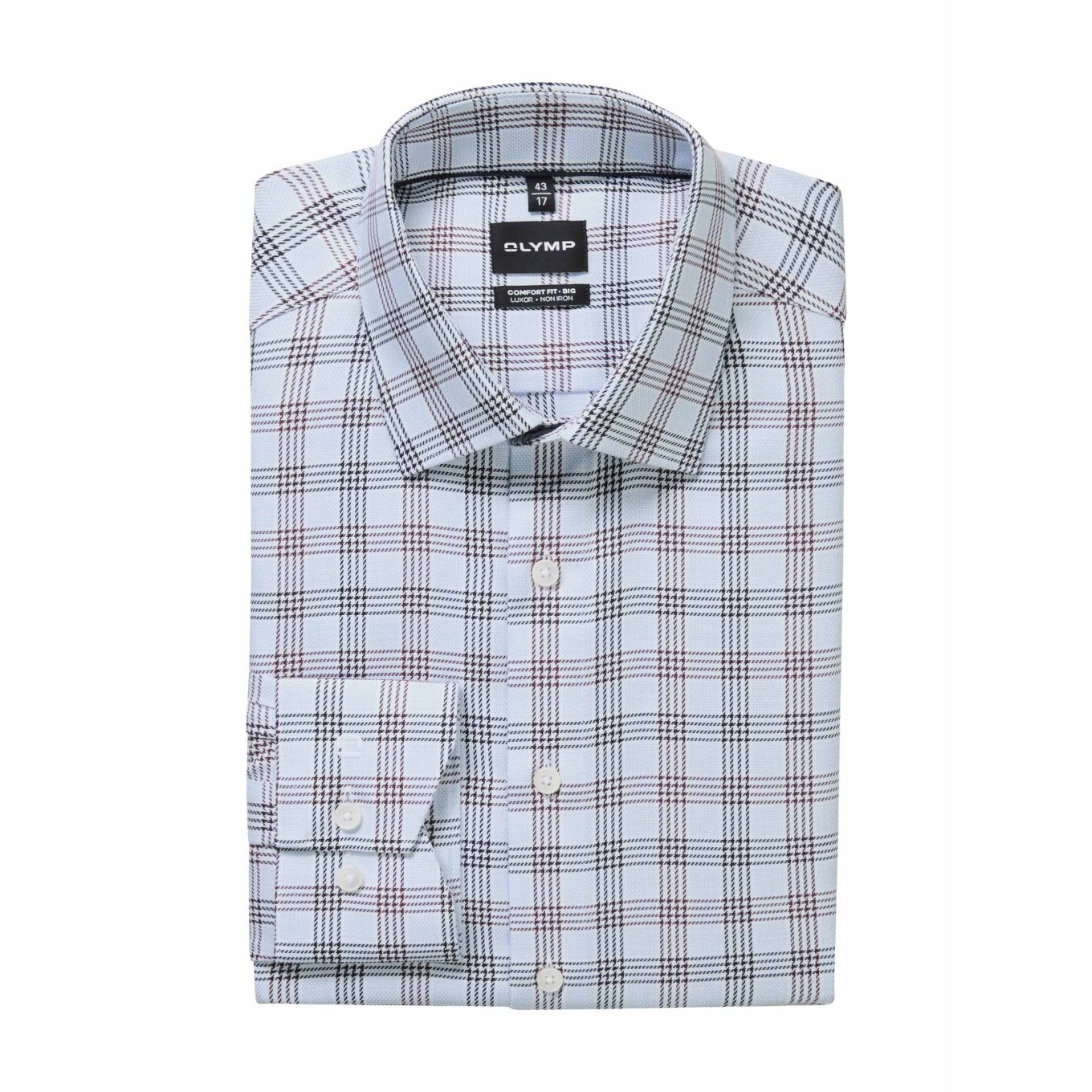 Olymp Mens Big Size Comfort Fit Woven Check Non Iron Formal Long Sleeve Shirt