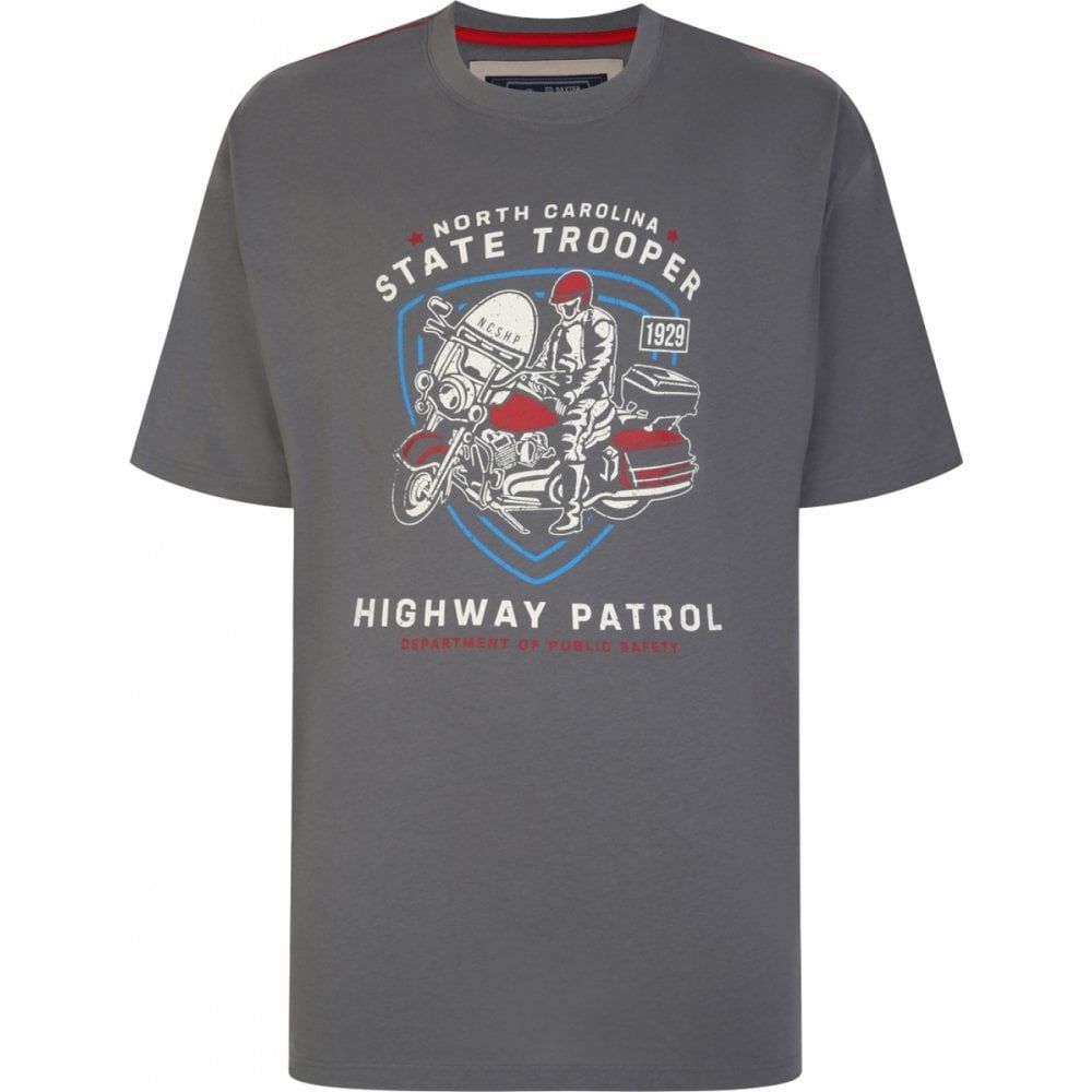 Ed Baxter Mens Big Size State Trooper Highway Patrol Print Crew Neck T Shirt