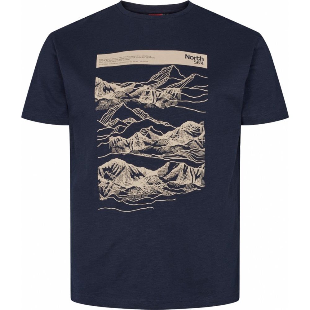North 56°4 Mens Big Size Landscape Print Cotton Crew Neck T Shirt