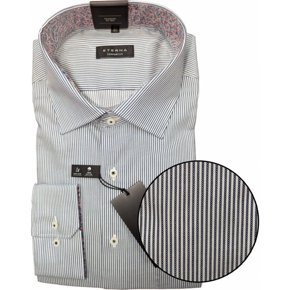 Eterna Mens Big Size Cotton Comfort Fit Candy Stripe Formal Long Sleeve Shirt