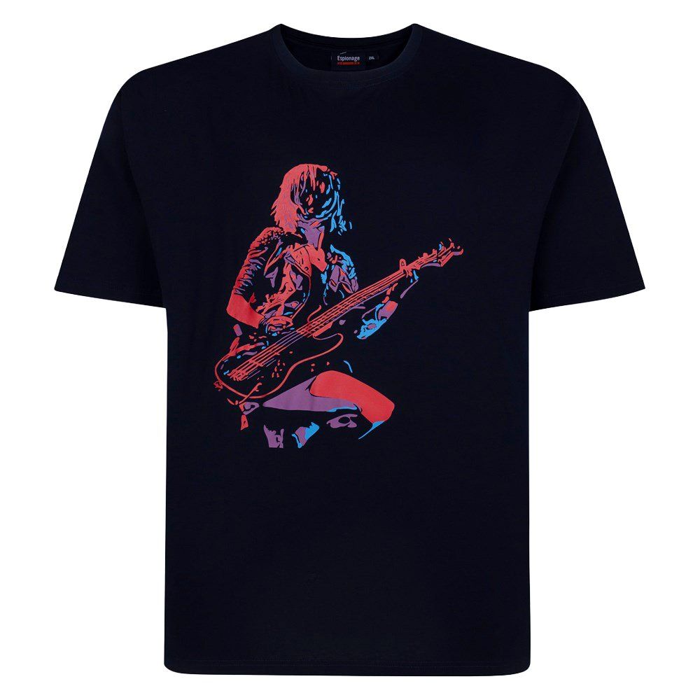 Espionage Mens Big Size Abstract Guitarist Crew Neck TShirt