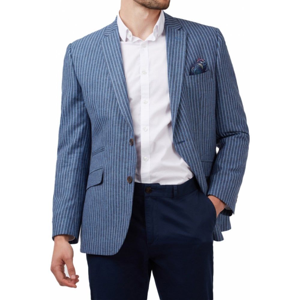 Scott Mens Big Size Linen Mix Summer Weight Stripe Casual Sports Jacket