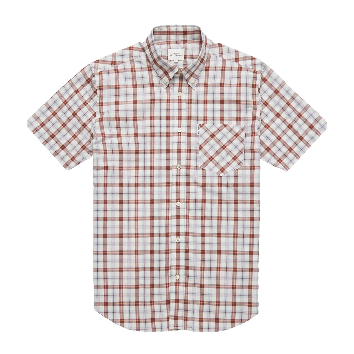 Ben Sherman Mens Big Size Button Down Collar Gingham Check Casual Short Sleeve Shirt