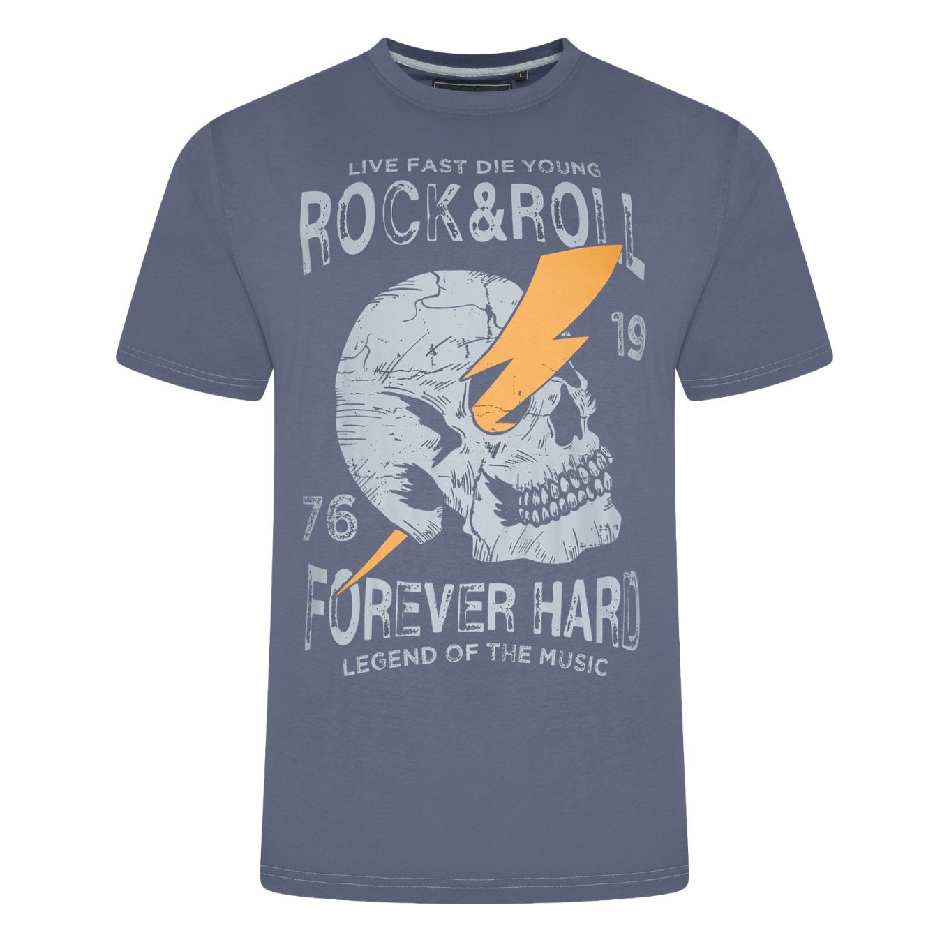 Kam Mens Big Size Rock N Roll Skull Printed Tee