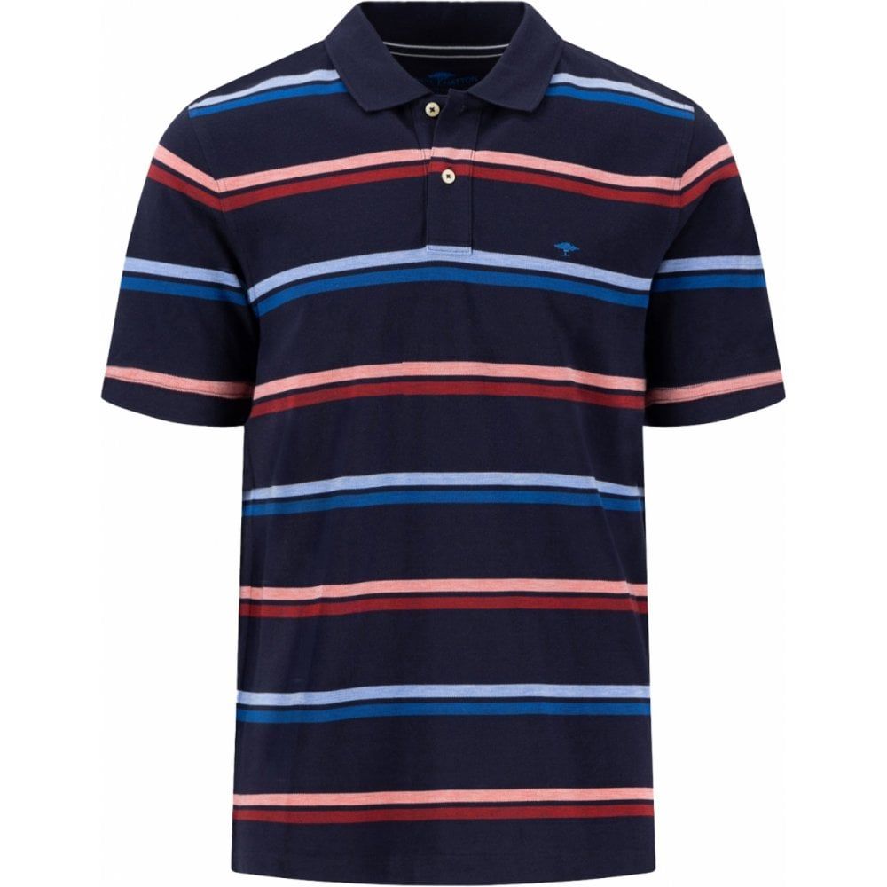 Fynch Hatton Mens Big Size Multi Stripe Polo Shirt