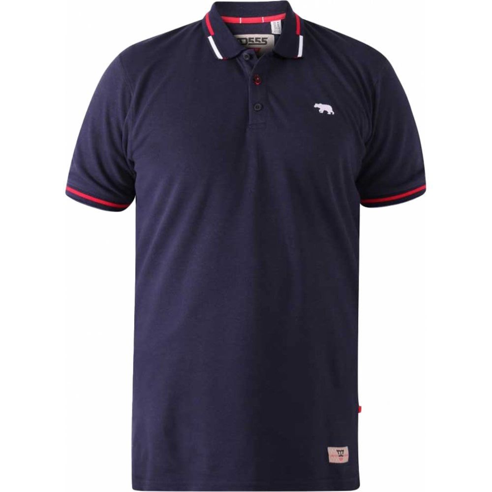 Duke Mens Big Size Sloane Cotton Pique Short Sleeve Polo With Collar And Cuff Trim