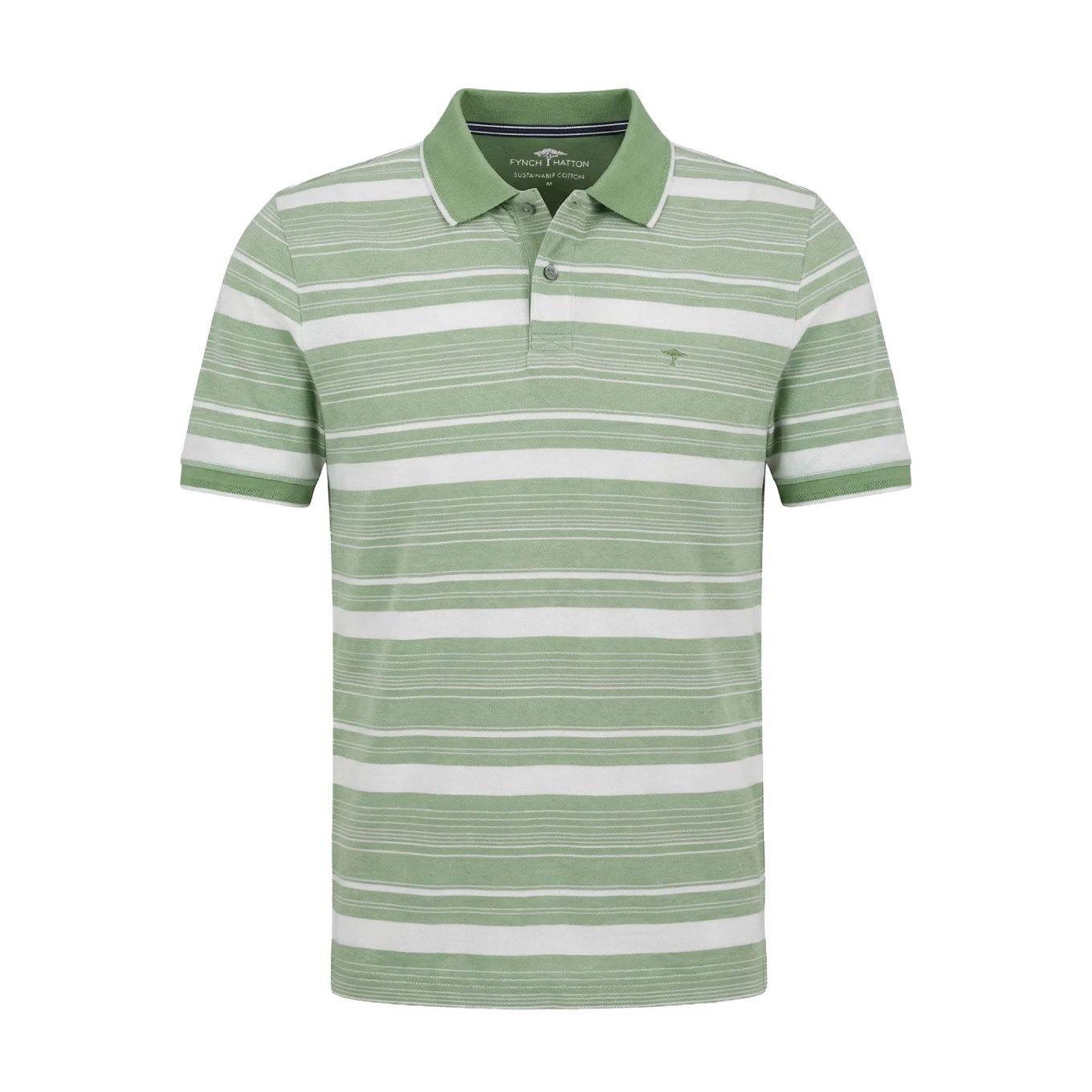 Fynch Hatton Mens Big Size Horizontal Stripe Contrast Collar Polo