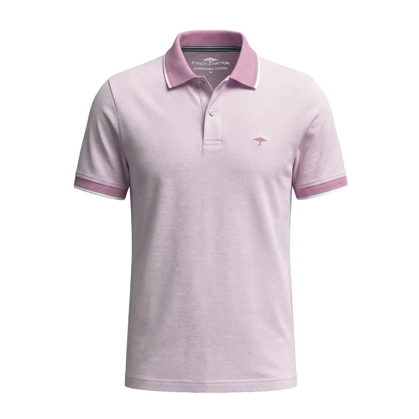 Fynch Hatton Mens Big Size Two Tone Contrast Collar Cotton Polo