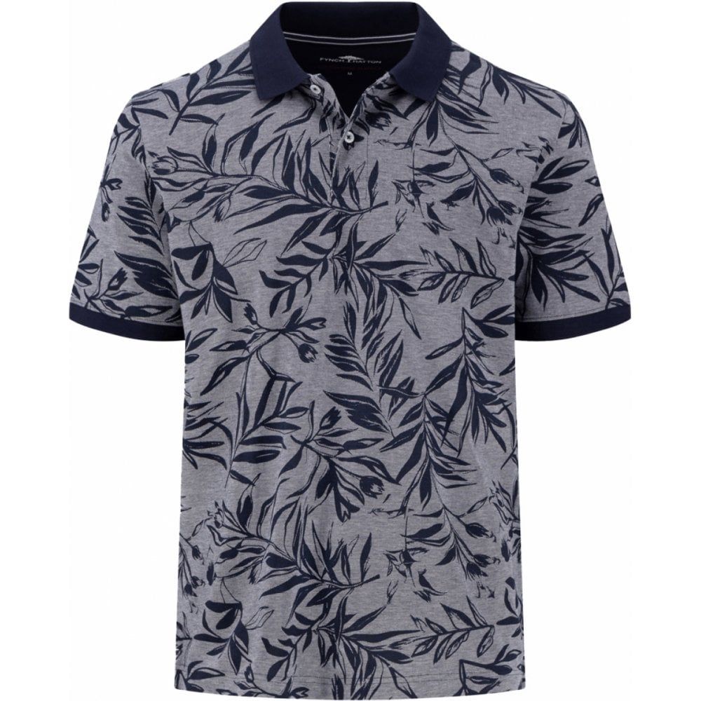 Fynch Hatton Mens Big Size Leaf Design Polo Shirt