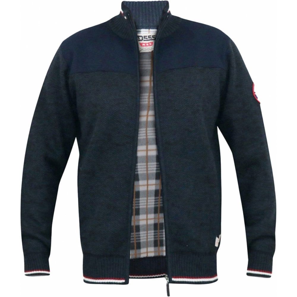 D555 Mens Big Size Fleece Lined Knitted Full Zip Cardigan