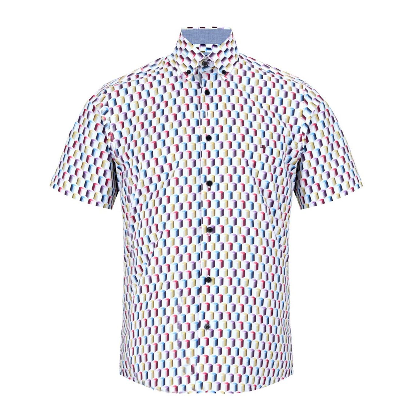 Douglas & Grahame Mens Big Size Drifter Casual Geometric Design Short Sleeve Shirt