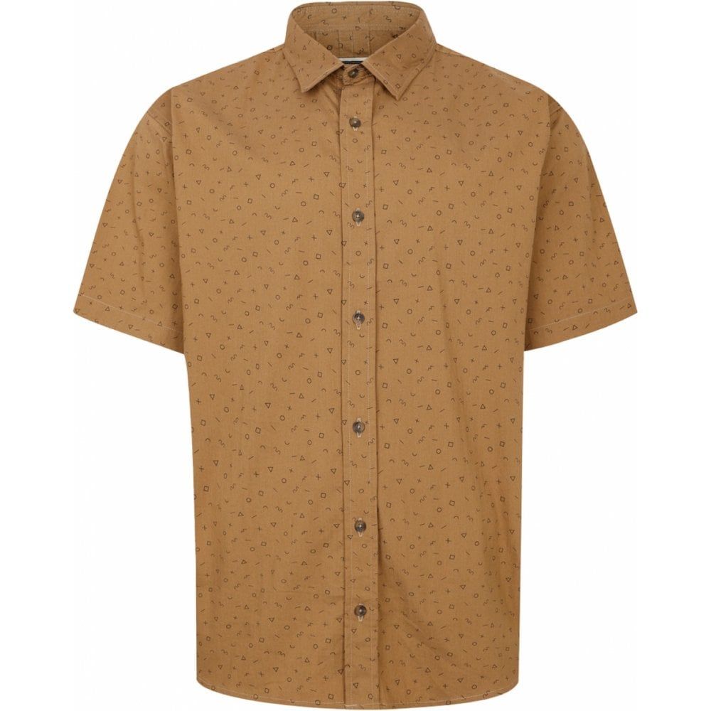 Ed Baxter Mens Big Size Shape Print Stretch Cotton Casual Short Sleeve Shirt