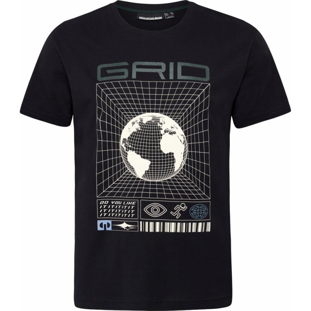 North Latitude Mens Big Size Grid Print Crew Neck T Shirt