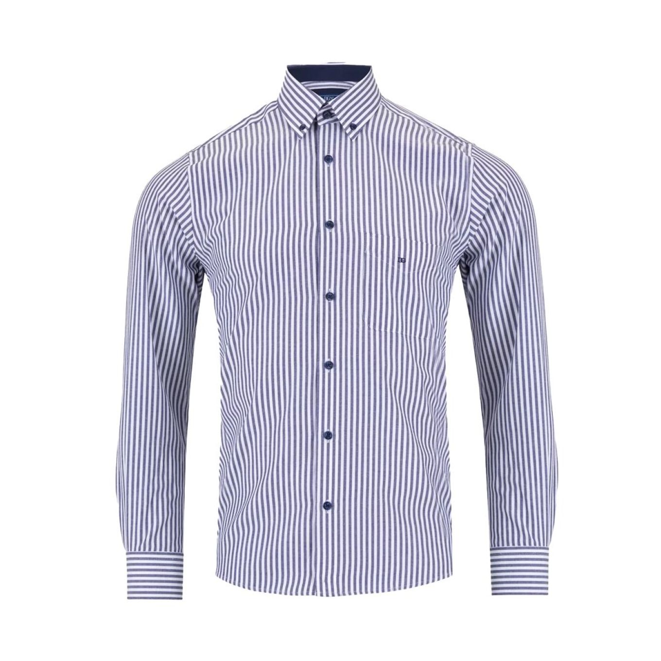 Douglas And Grahame Mens Big Size Cotton Bengal Stripe Button Down Collar Long Sleeve Casual Shirt