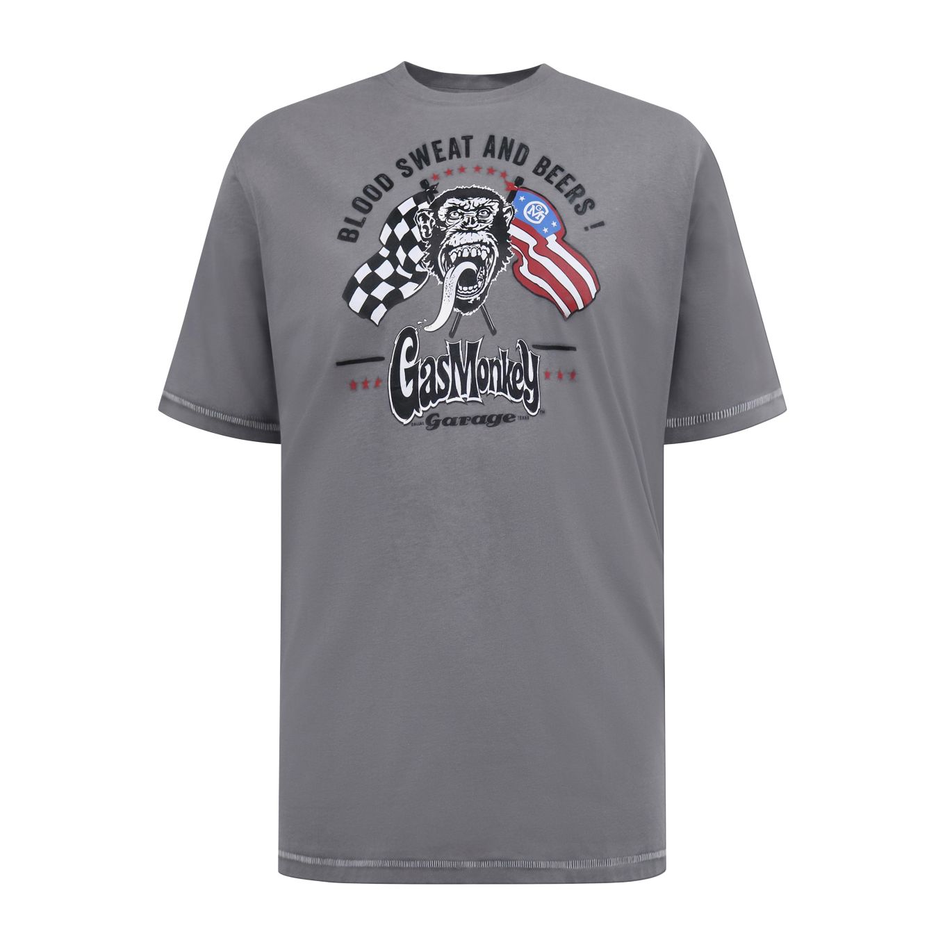 D555 Mens Big Size Gas Monkey Garage Crew Neck T Shirt