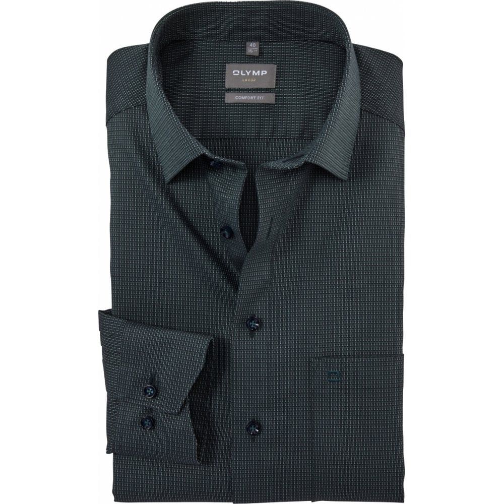 Olymp Mens Big Size Woven Dash Design Comfort Fit Long Sleeve Formal Shirt