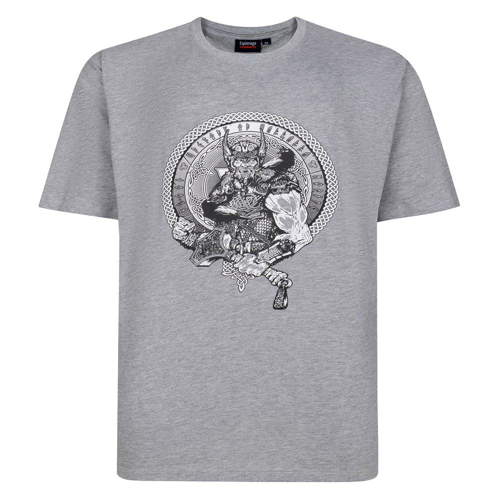 Espionage Mens Big Size Viking Print Crew Neck T Shirt