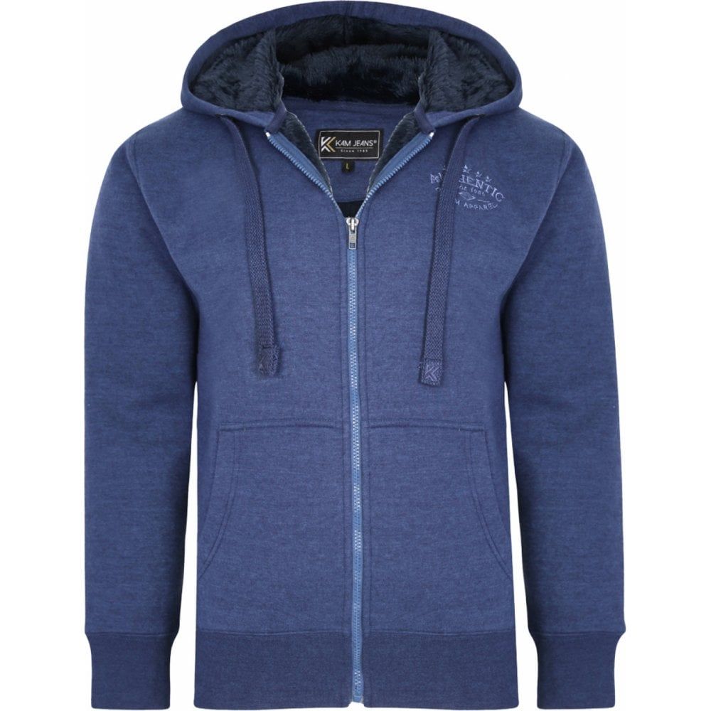 Kam Mens Big Size Sherpa Lined Hoody