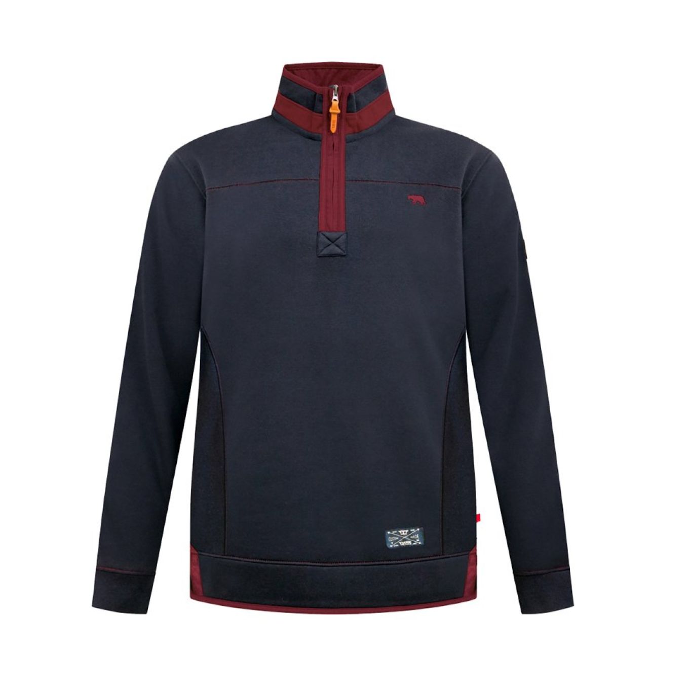 D555 Mens Big Size Quarter Zip Sweatshirt With Contrast Trim