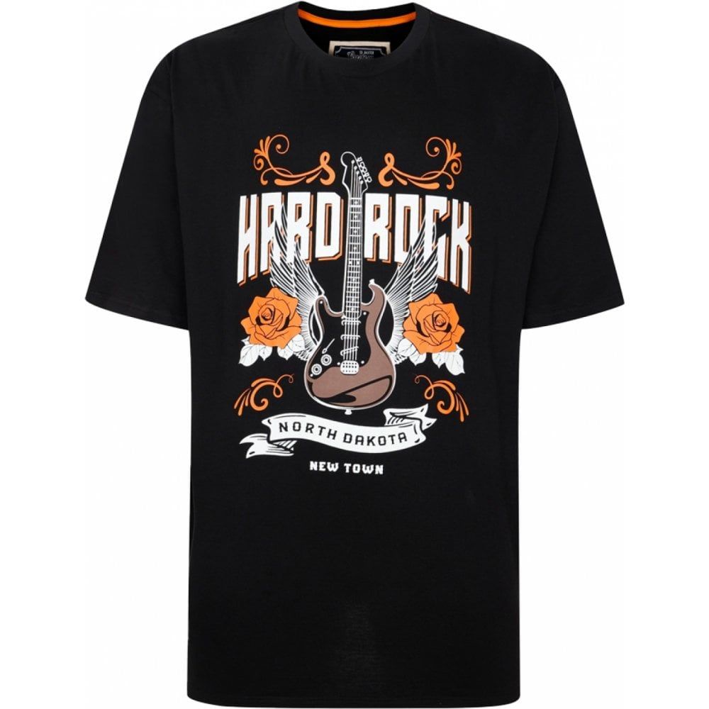 Ed Baxter Mens Big Size Hard Rock Print Crew Neck T Shirt