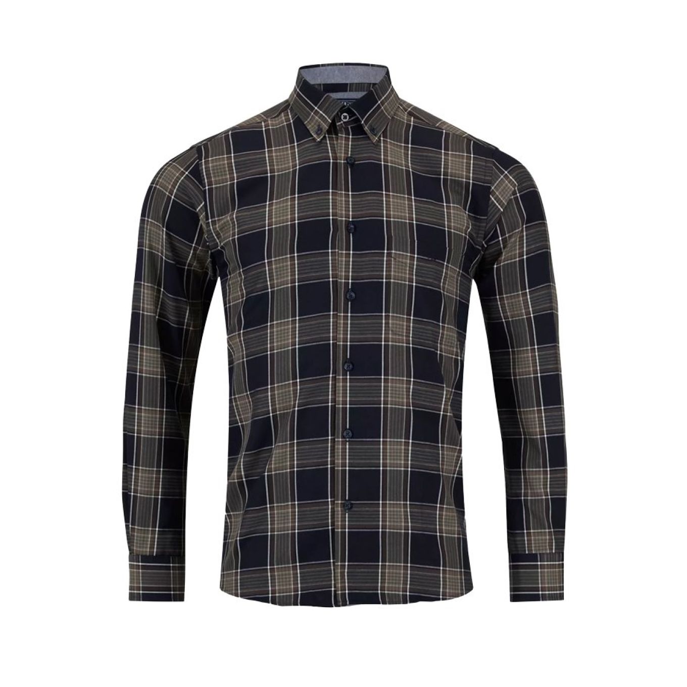 Douglas+Grahame Mens Big Size Big Check Button Down Collar Casual Long Sleeve Shirt
