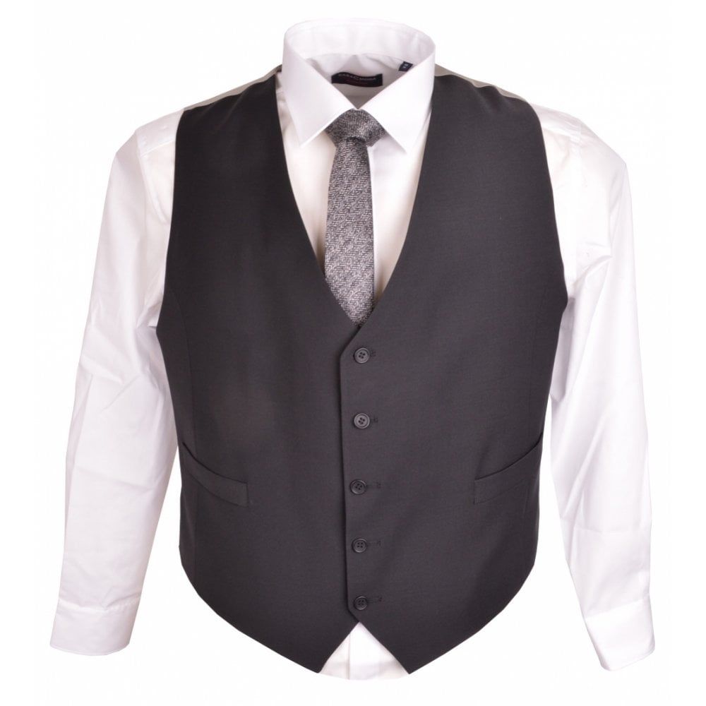 Big Size Hugo James Formal Black Waistcoat