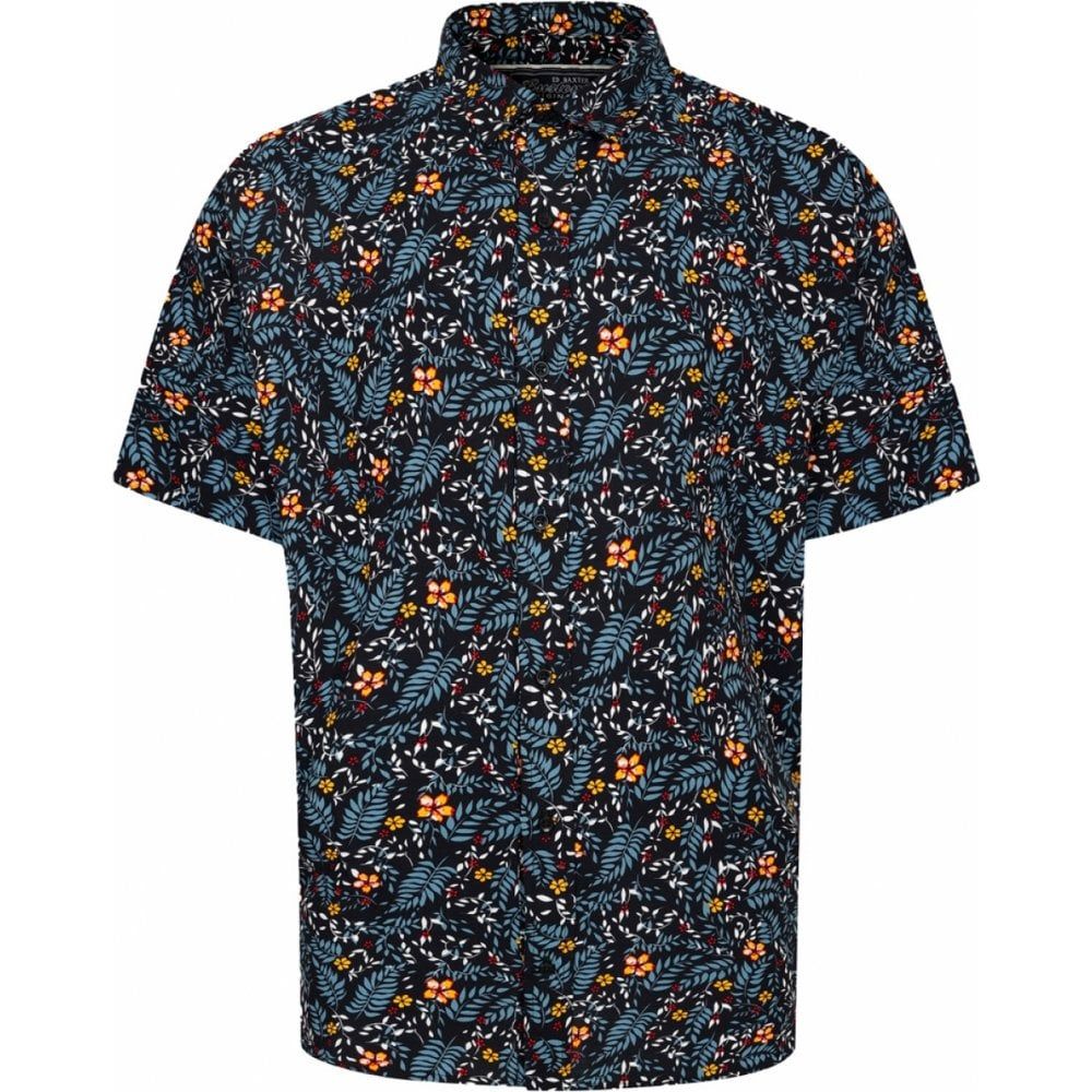Ed Baxter Mens Big Size Flower Print Soft Touch Casual Short Sleeve Shirt