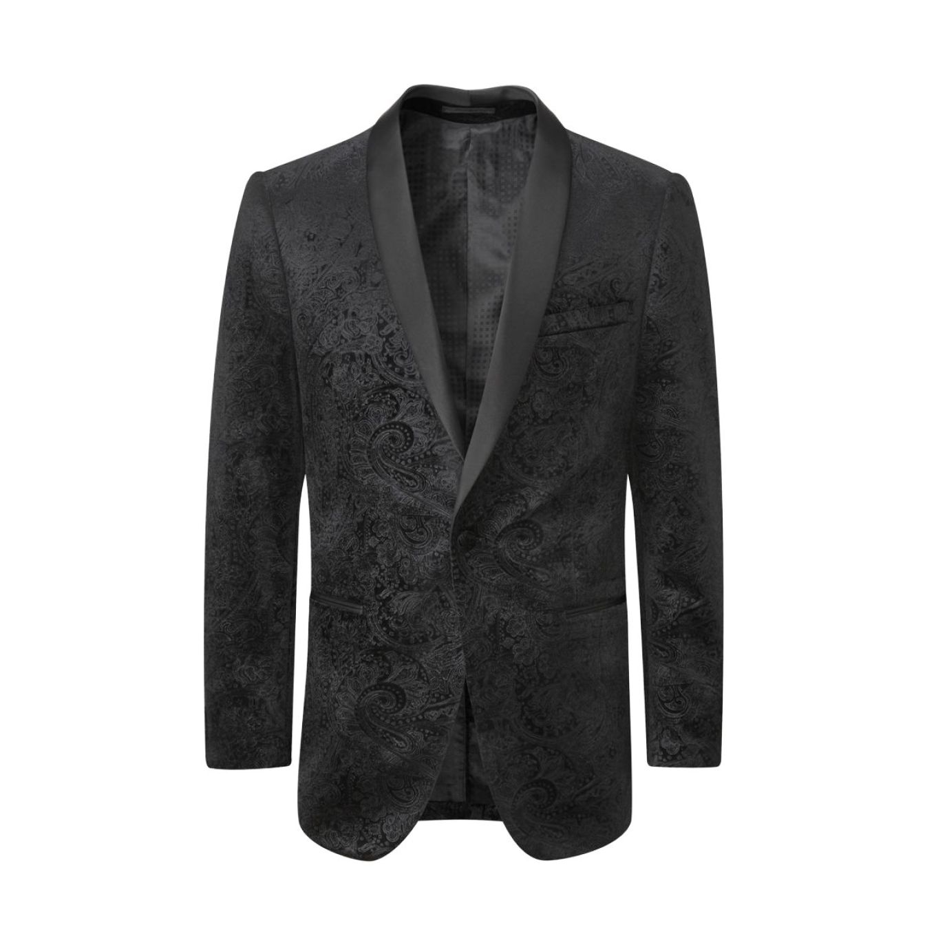 Skopes Mens Big Size Black Paisley Evening Jacket