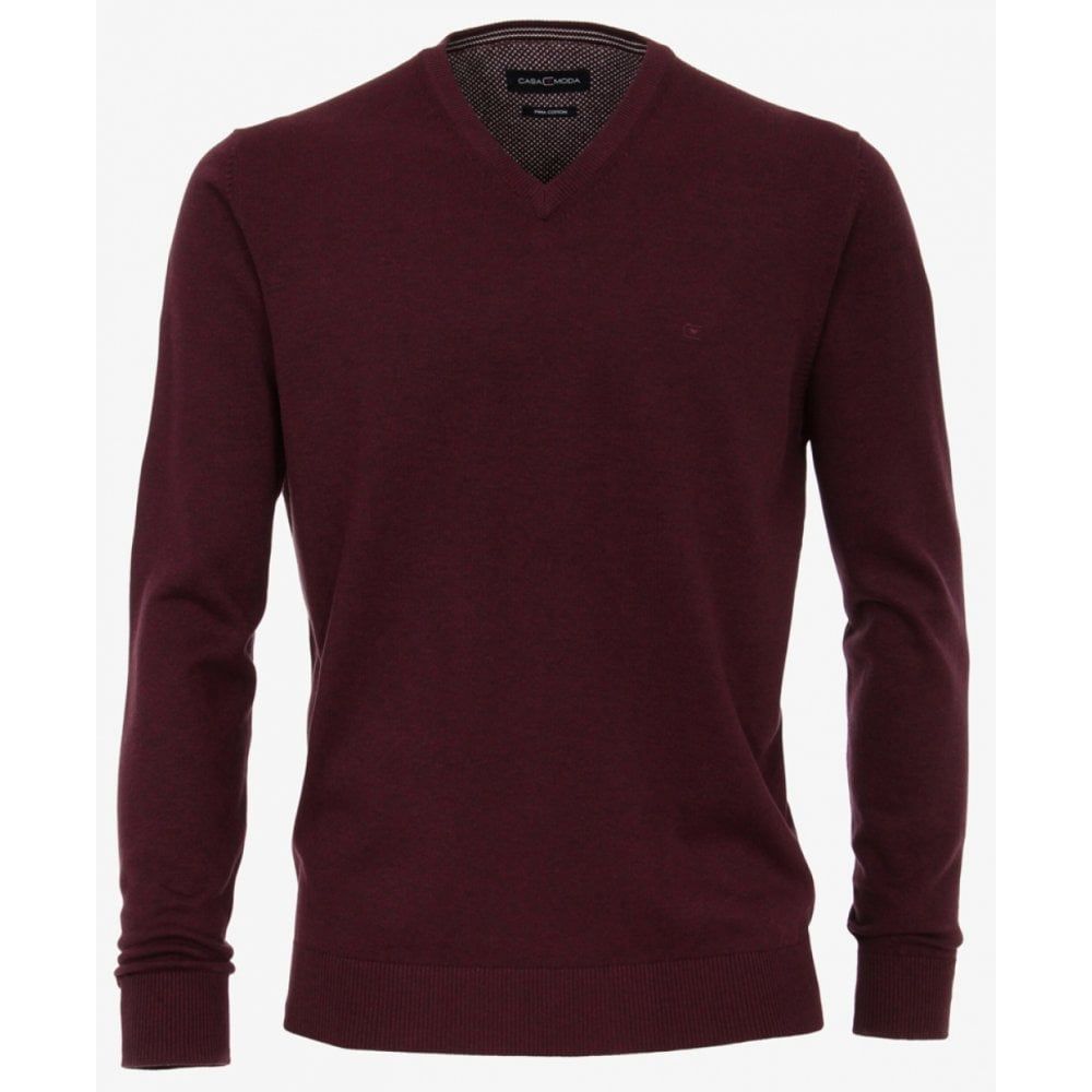 Casa Moda Plain Pima Cotton V Neck Knitwear