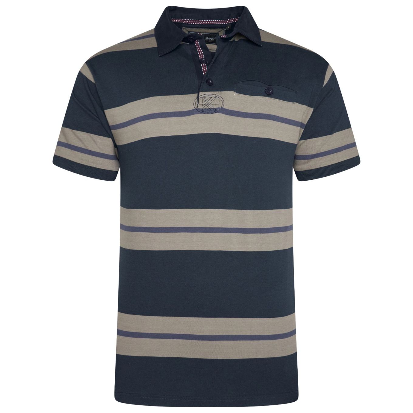 Kam Mens Big Size Horizontal Stripe Short Sleeve Polo