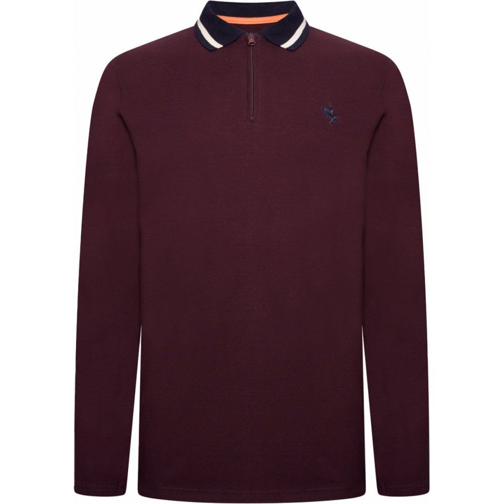 Greyhawk Mens Big Size Quarter Zip Neck Stretch Cotton Long Sleeve Polo