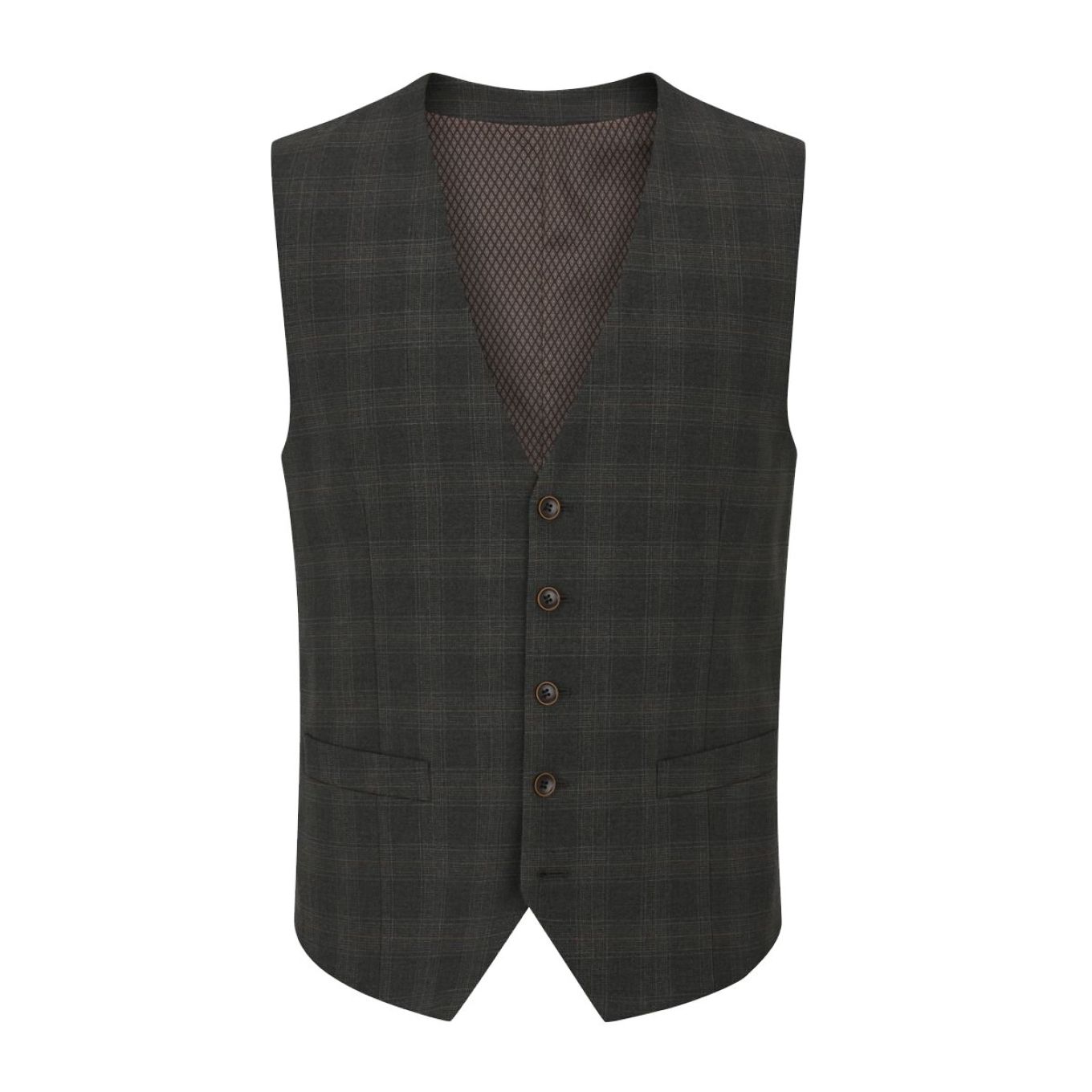 Skopes Mens Big Size Leone Suit Waistcoat Grey Check