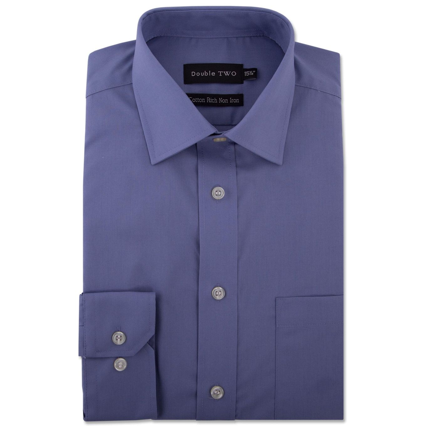 Double Two Plain Long Sleeve Formal Shirt