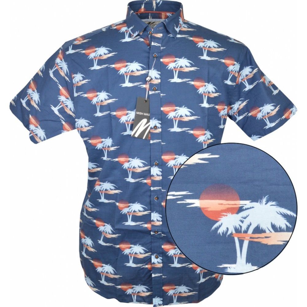 Mish Mash Mens Big Size Tropical Print Short Sleeve Cotton Shirt