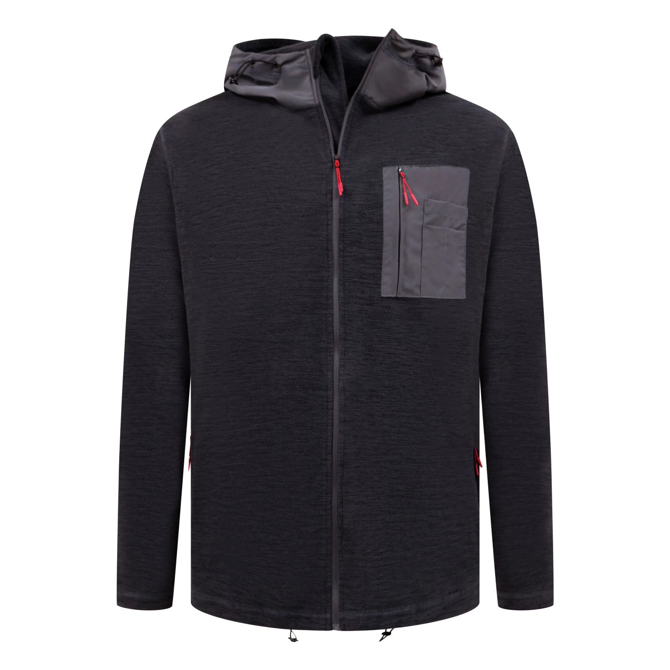 D555 Mens Big Size Micro Fleece Hooded Zip Through Hoody With Polyester Hood and Pocket