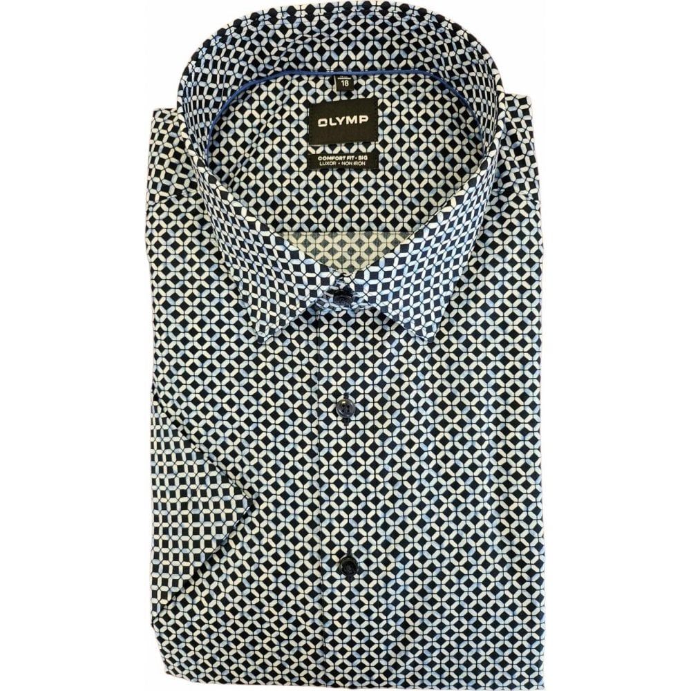 Olymp Mens Big Size Circle Print Comfort Fit Casual Short Sleeve Shirt