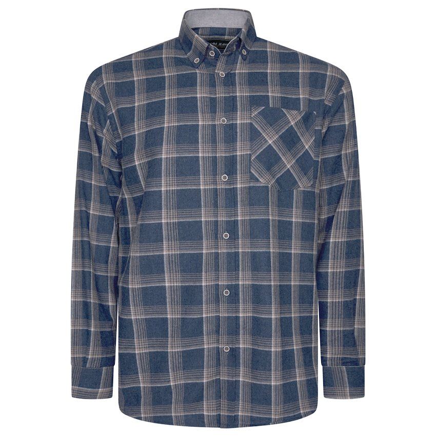 Kam Mens Big Size Flannel Check Button Down Collar Casual Long Sleeve Shirt