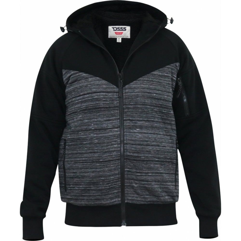 Mens Big Size D555 Duke Zip Through Hoody With Sherpa Lining