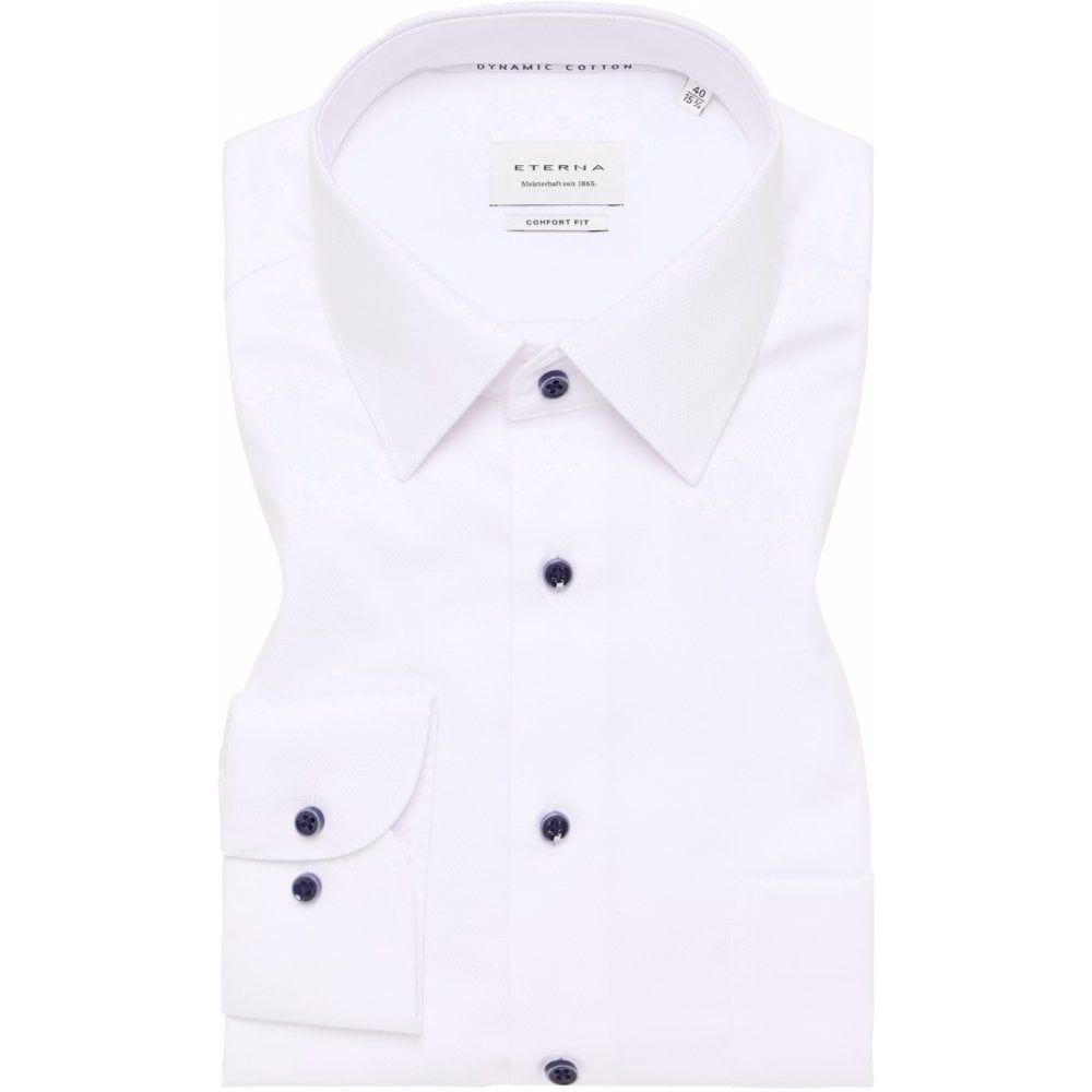 Eterna Mens Big Size Diamond Pattern Comfort Fit Natural Stretch Cotton Formal Long Sleeve Shirt