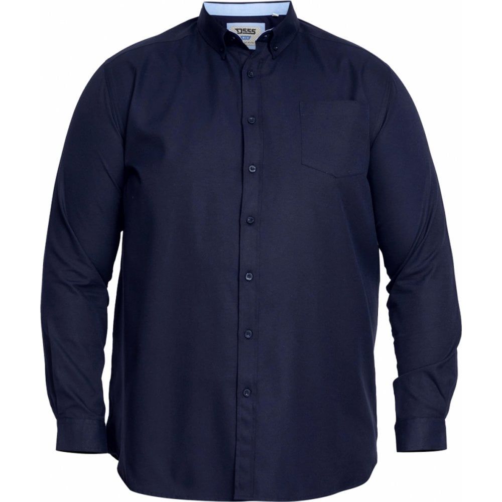 D555 Mens Big Size Oxford Button Down Collar Cotton Long Sleeve Shirt With Breast Pocket