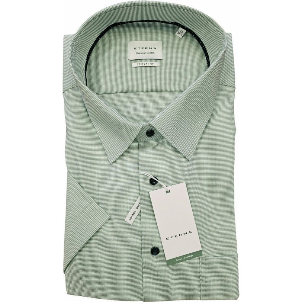 Eterna Mens Big Size Comfort Fit Micro Check Cotton Formal Short Sleeve Shirt
