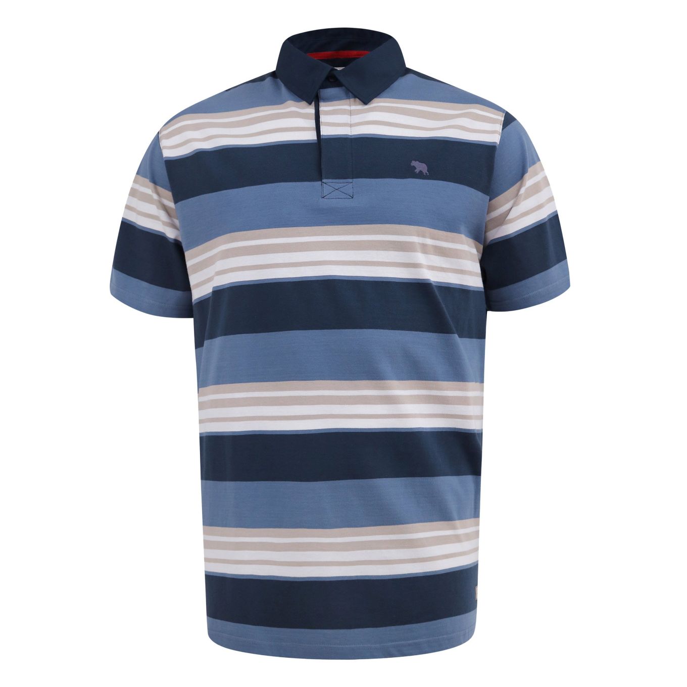 D555 Mens Big Size Stripe Short Sleeve Rugby Polo